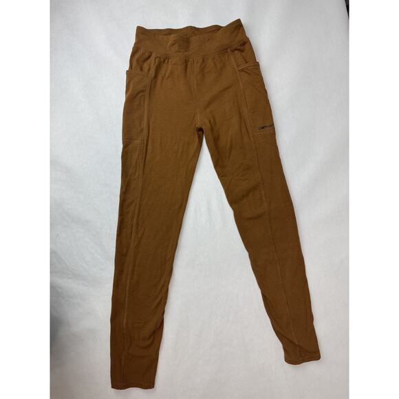 Carhartt Fitted Utility Leggings Brown Pockets Logo Boho Outdoor Girls Size 10 - Picture 1 of 8